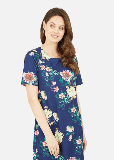 Yumi Navy Floral Blossom Print Tunic