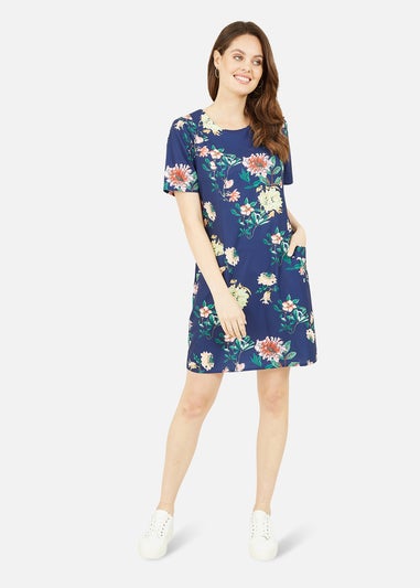 Yumi Navy Floral Blossom Print Tunic