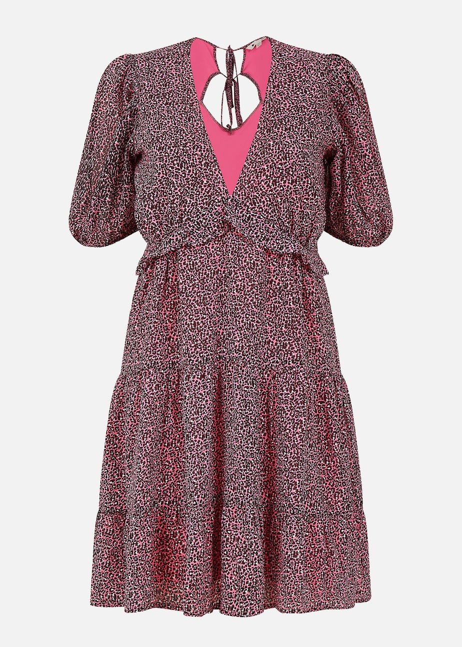 Yumi Pink Leopard Print Swing Dress