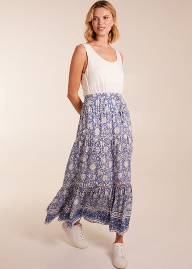 Blue Vanilla Blue Elasticated Waistband Tiered Maxi Skirt