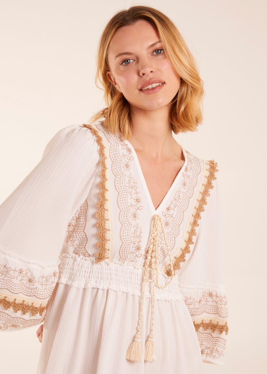 Blue Vanilla Ivory Embroidered Dress