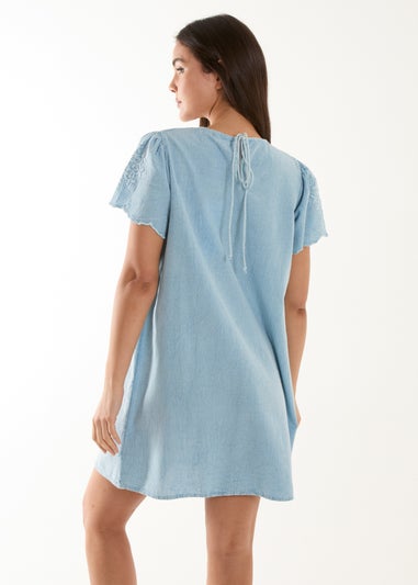 Blue Vanilla Blue Embroidered Mini Dress