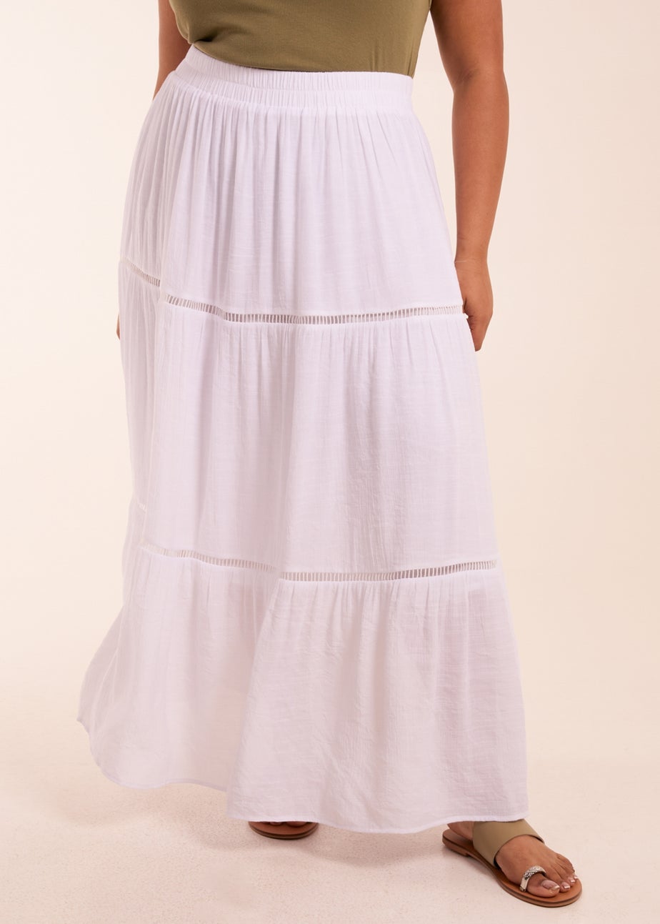 Blue Vanilla Curve White  Ladder Trim Maxi Skirt