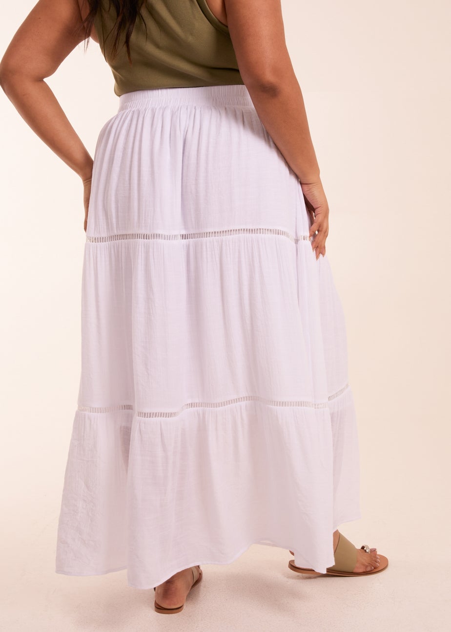 Blue Vanilla Curve White  Ladder Trim Maxi Skirt