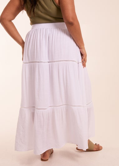 Blue Vanilla Curve White  Ladder Trim Maxi Skirt