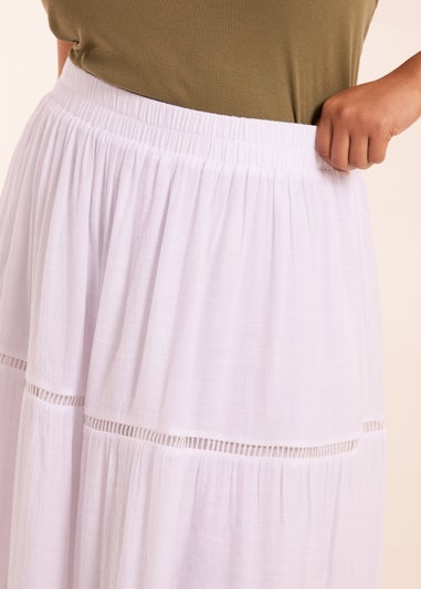Blue Vanilla Curve White  Ladder Trim Maxi Skirt