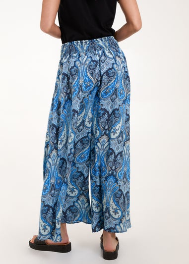 Blue Vanilla Navy Embellished Waist Wide Leg Trouser