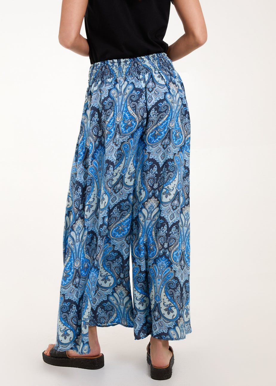 Blue Vanilla Navy Embellished Waist Wide Leg Trouser