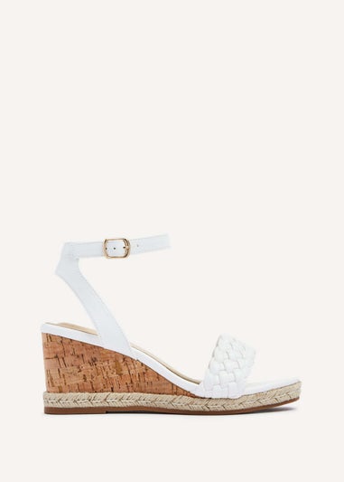 Linzi Regan White Faux Leather Plaited Wedge