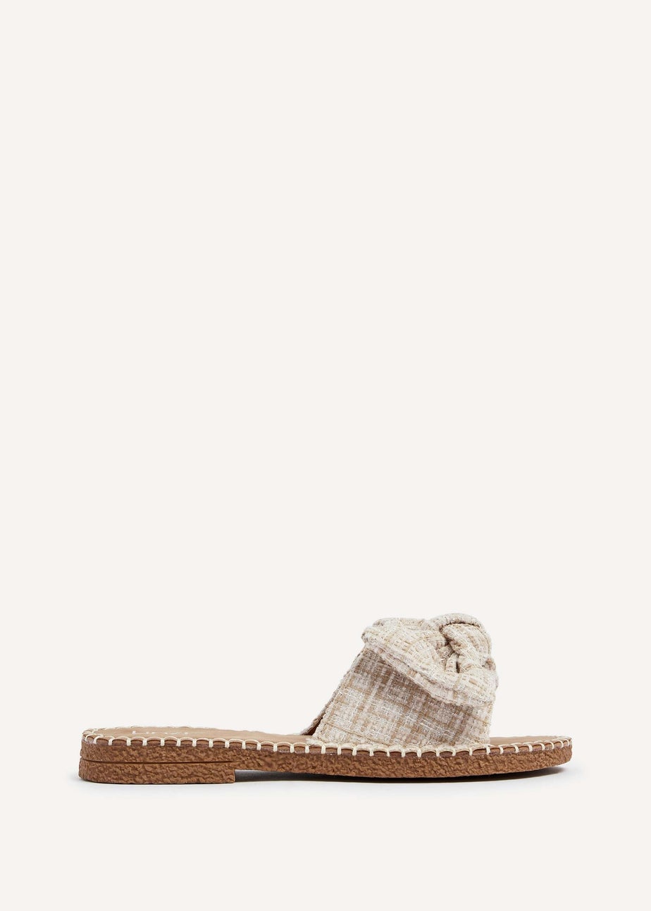 Linzi Detroit Nude and White Gingham Slip On Slider
