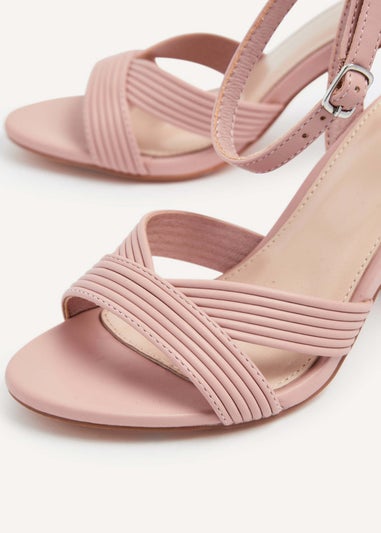 Linzi City Dusky Pink Faux Leather Heeled Sandals