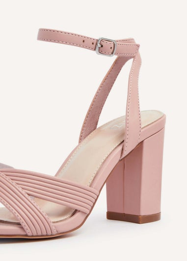 Linzi City Dusky Pink Faux Leather Heeled Sandals
