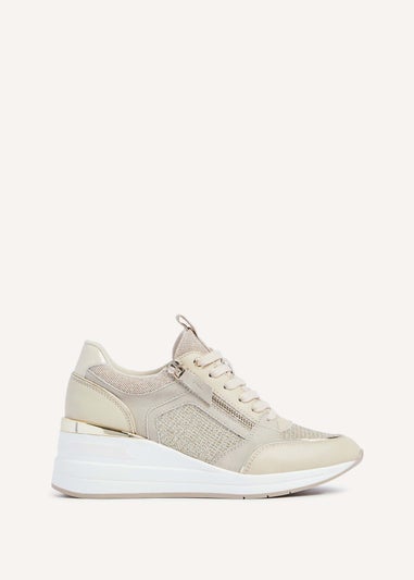 Linzi Everett Gold and Nude Wedged Trainer