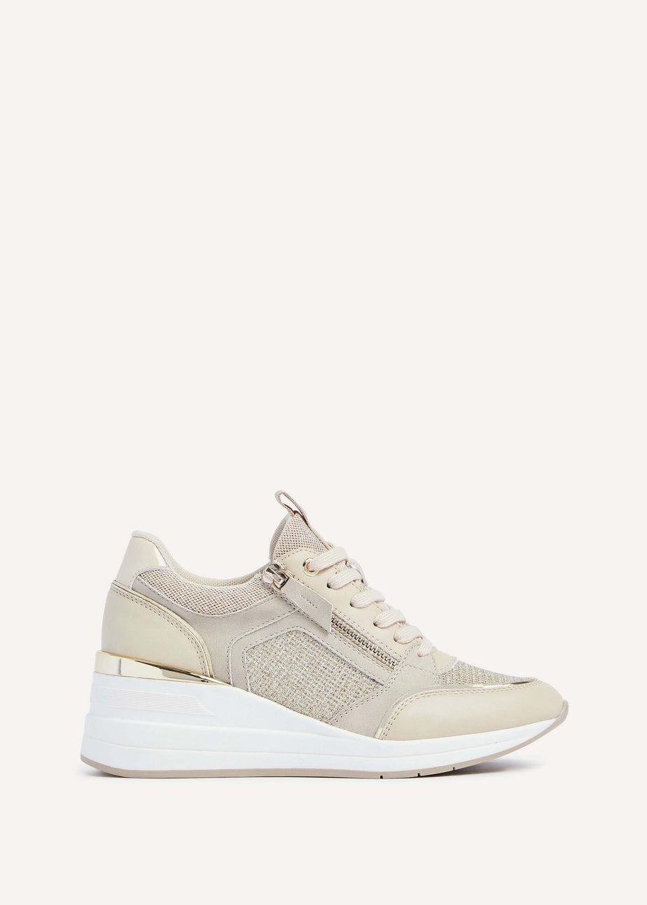 Linzi Everett Gold and Nude Wedged Trainer