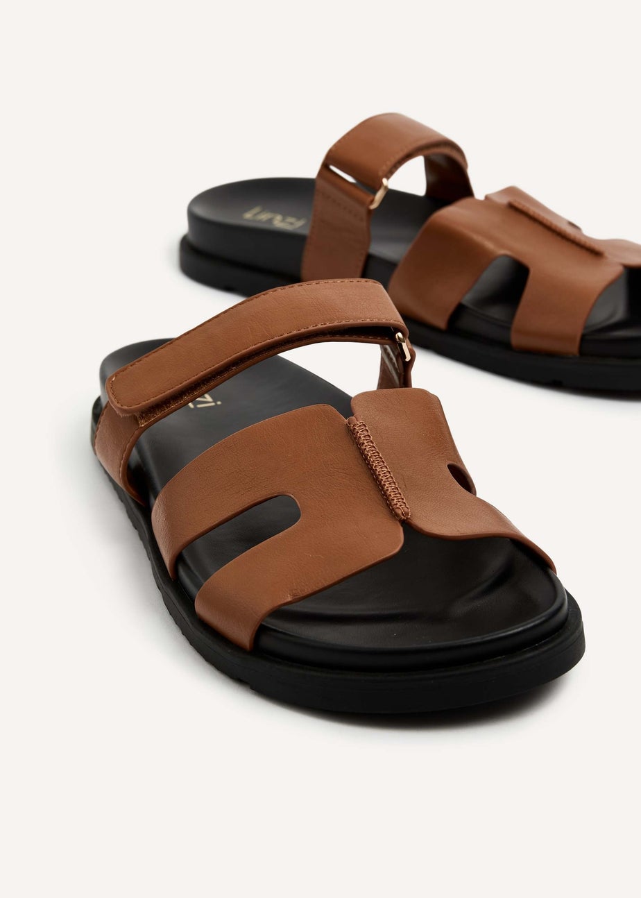 Linzi Emmy Tan Faux Leather Footbed Linked Design Sandal