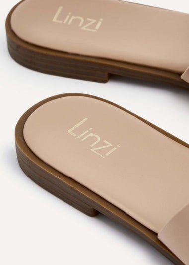 Linzi Vida Mocha Faux Leather Flat Sandal