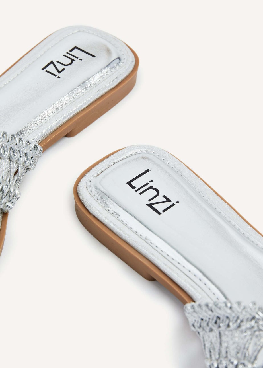 Linzi Kalina Silver Faux Leather Knitted Slider Sandal