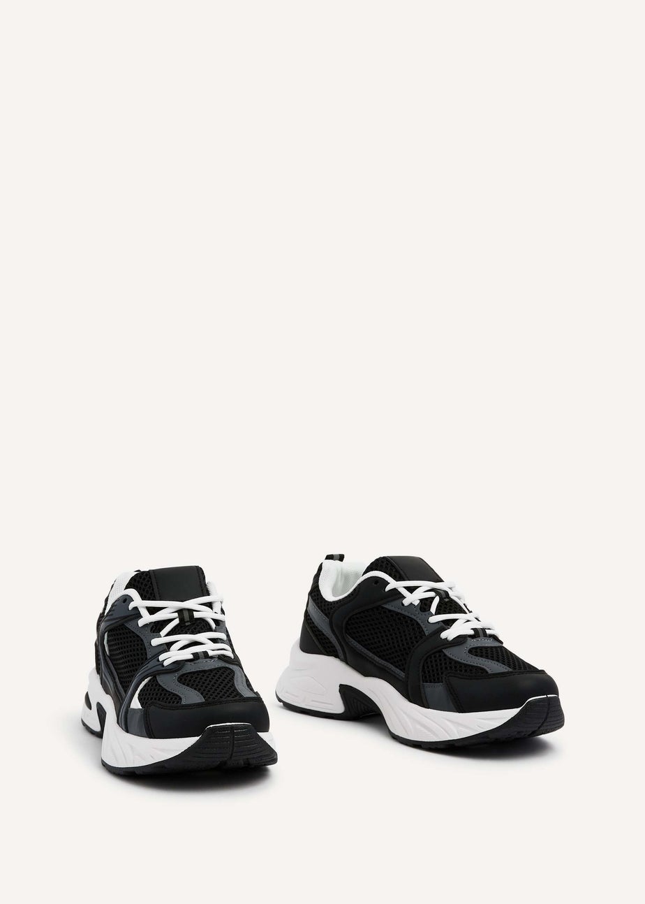 Linzi Venture Black Mesh Effect Chunky Trainer