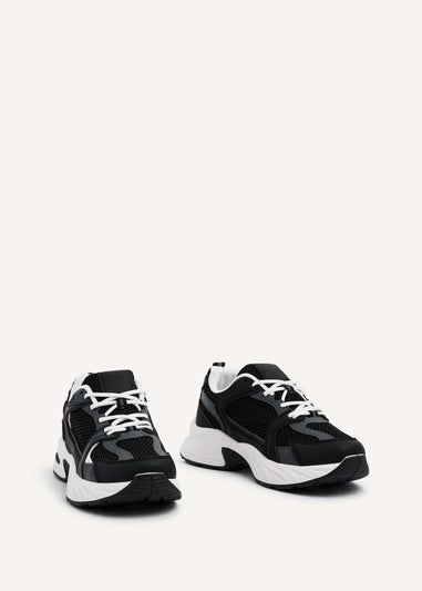 Linzi Venture Black Mesh Effect Chunky Trainer