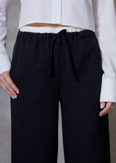 Threadbare Black "Fury" Boxer Waist Wide Leg Trousers