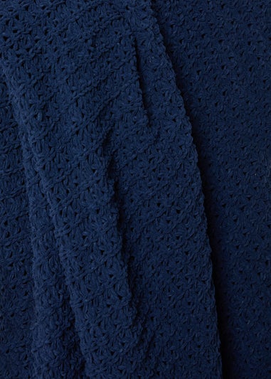 Large Navy Chenille Throw (200cm x 220cm)