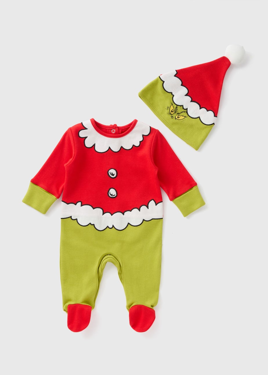 Grinch Baby Red Sleepsuit & Hat Set (Newborn-18mths)