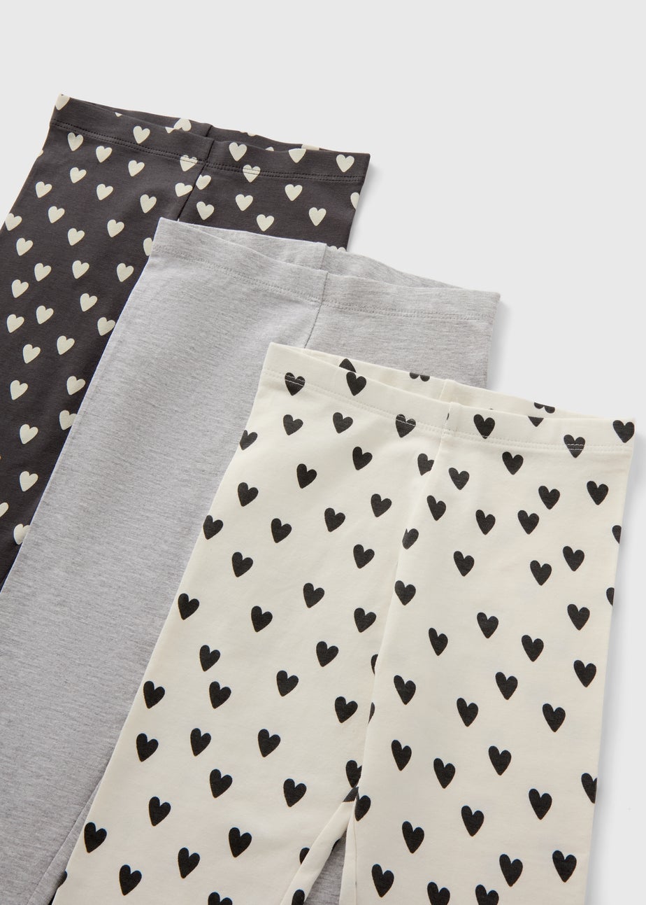 3 Pack Multicolour Heart Leggings