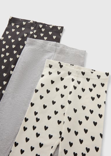 3 Pack Multicolour Heart Leggings