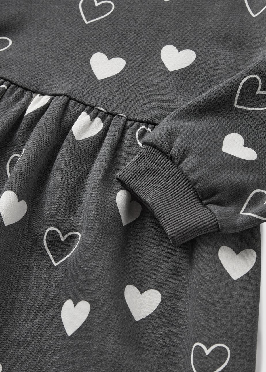 Girls Charcoal Heart Sweater Dress (1-7yrs)