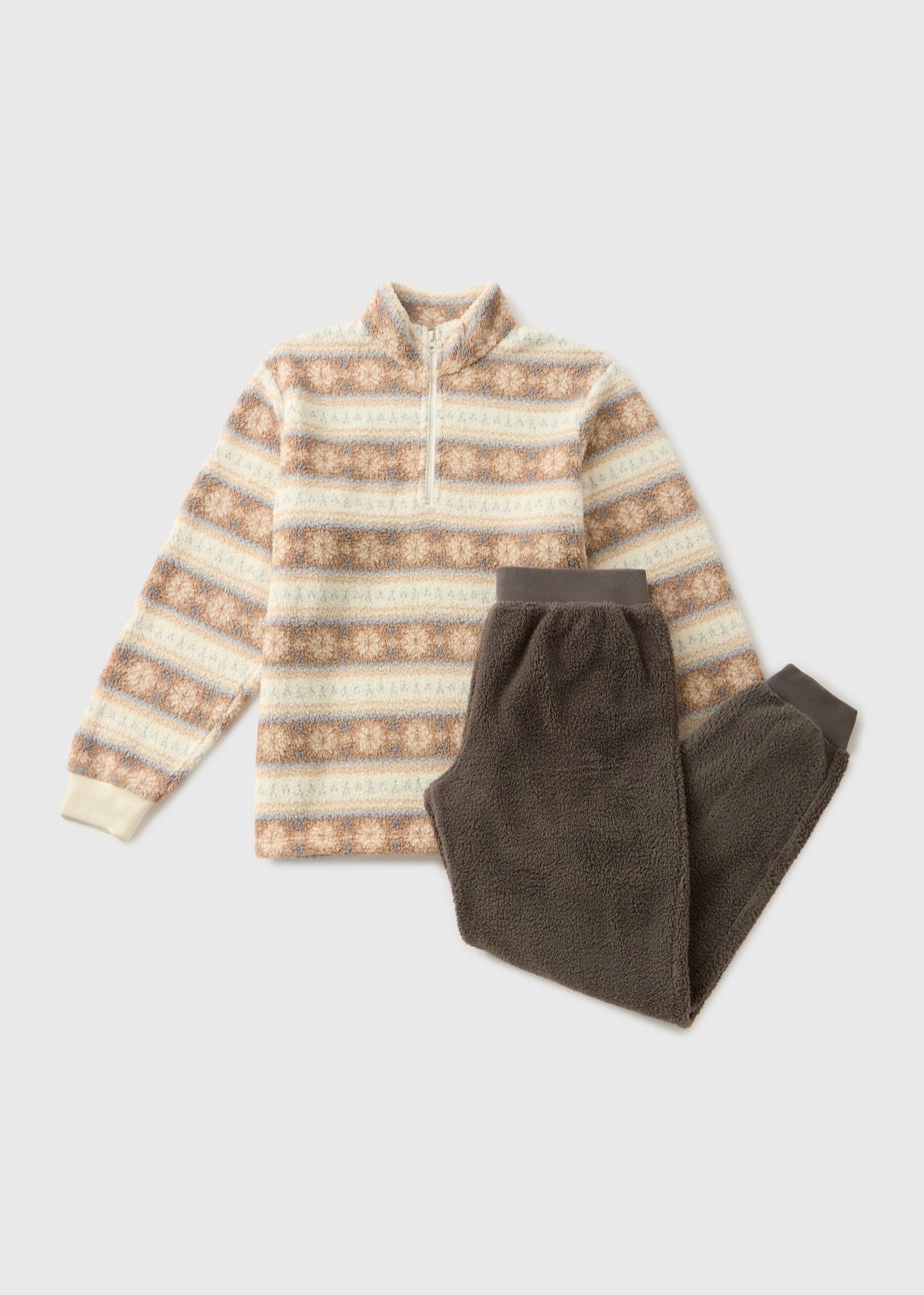 Multicolour Fairisle Fleece Pyjama Set