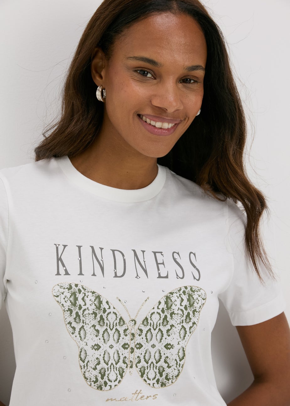 Cream Butterfly Graphic T-Shirt