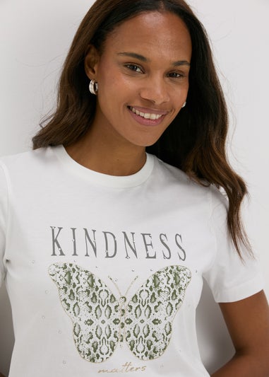 Cream Butterfly Graphic T-Shirt