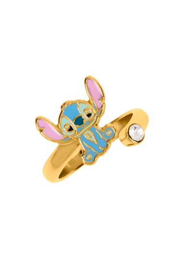Disney Stitch Gold Plated Clear Stone Ring