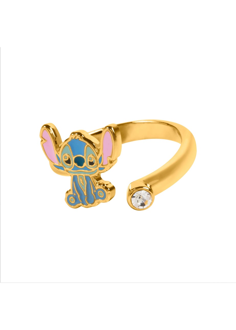 Disney Stitch Gold Plated Clear Stone Ring