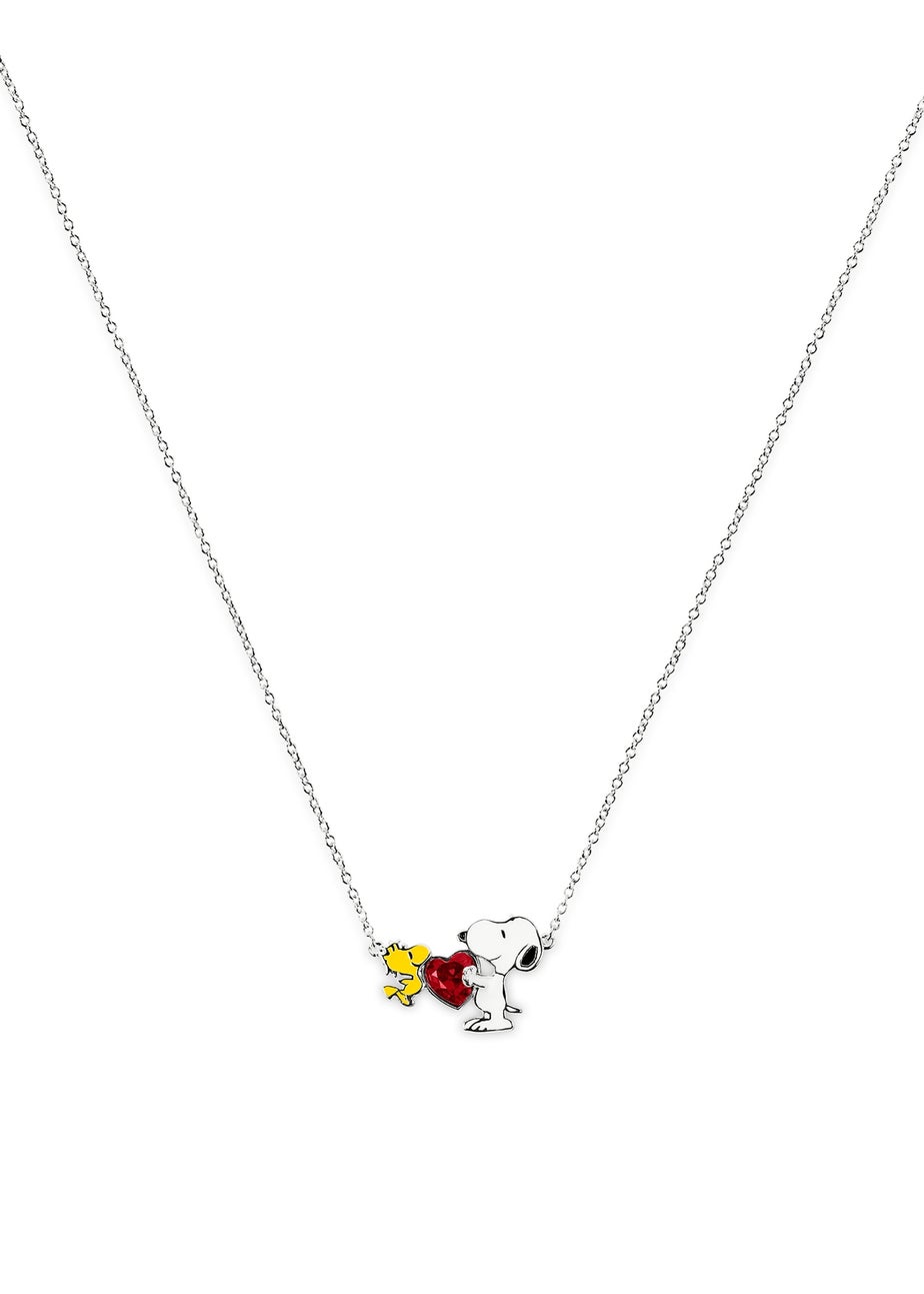 Peanuts Snoopy & Woodstock Heart Charm Necklace