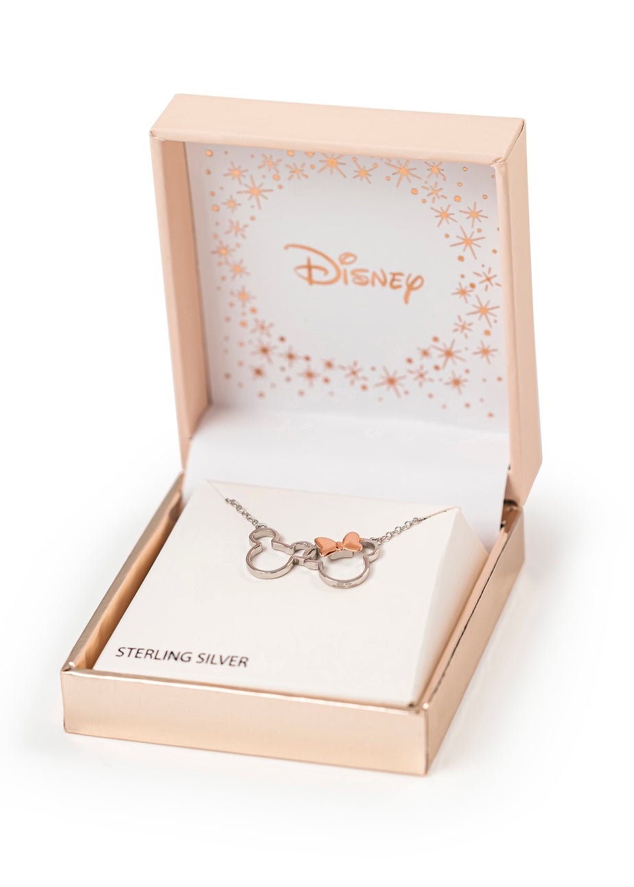 Disney Minnie And Mickey Silver & Rose gold Plated Necklace