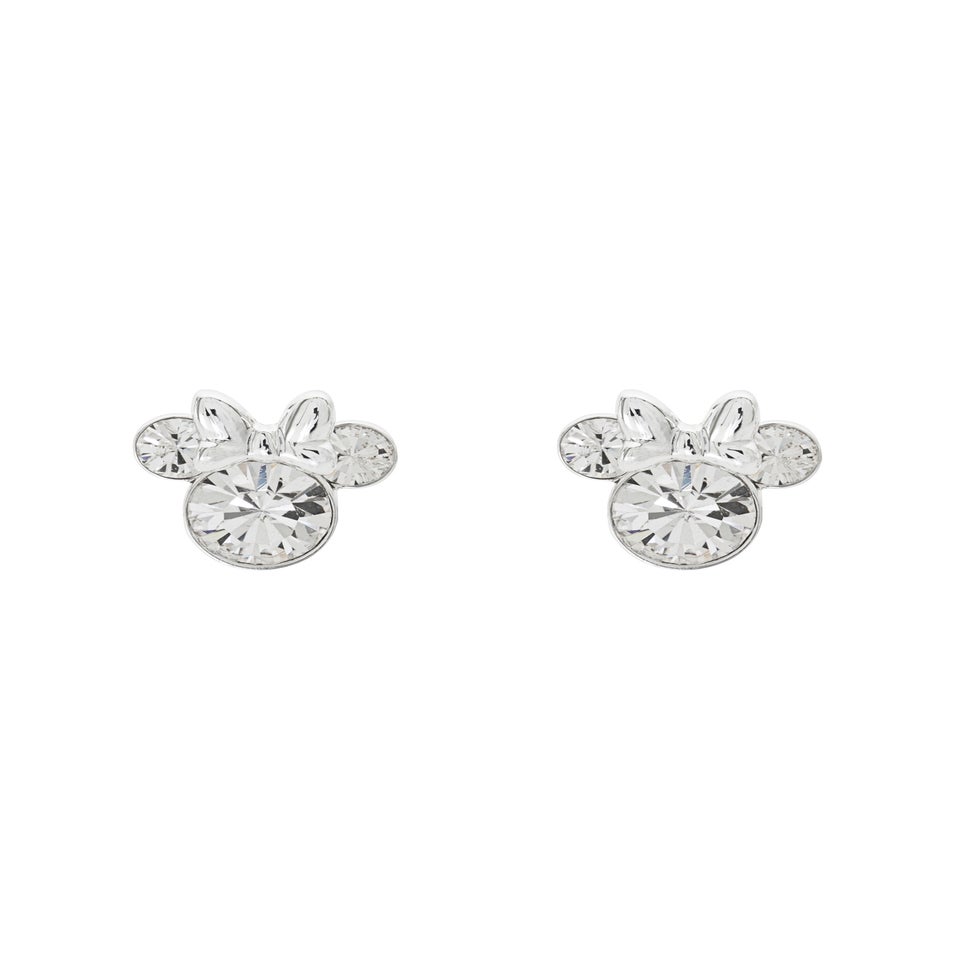 Disney Minnie Silver Plated April Birthstone Stud Earrings