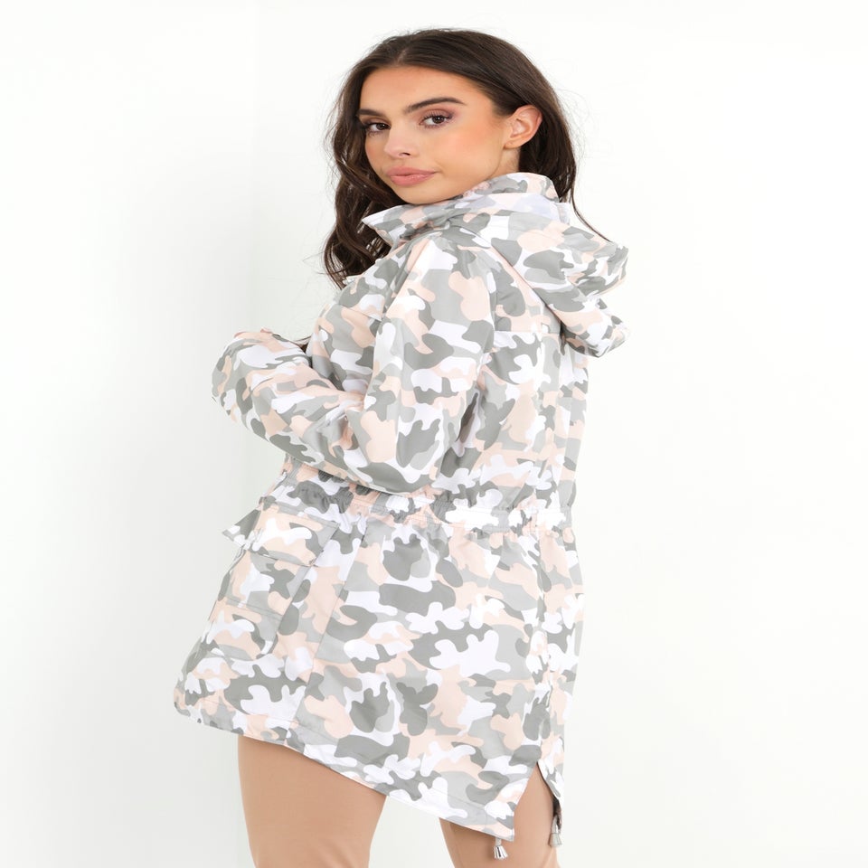 Brave Soul Pale Pink Lightweight Showerproof Hooded Mac