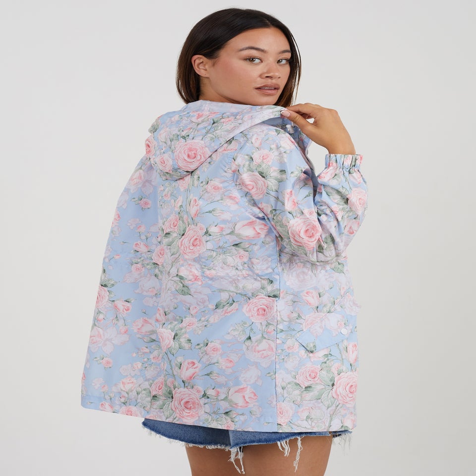 Brave Soul Blue Lightweight Showerproof Hooded Mac