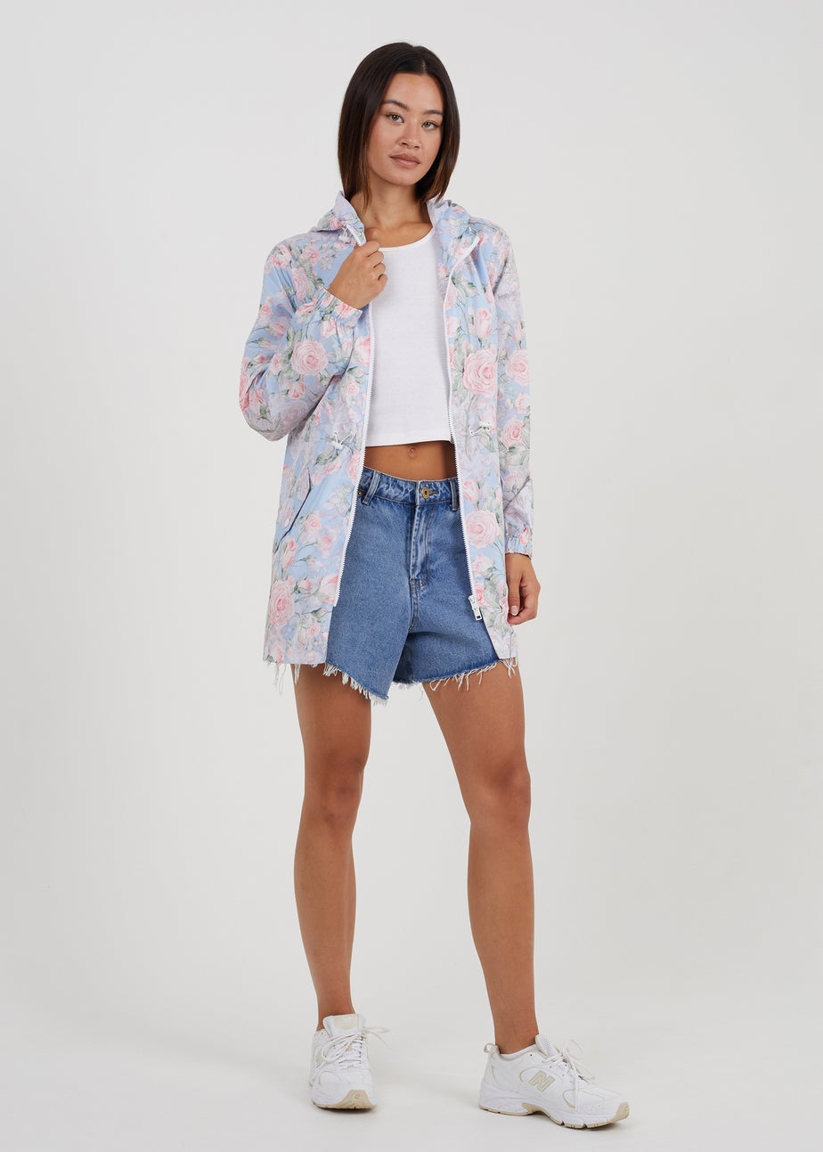 Brave Soul Blue Lightweight Showerproof Hooded Mac