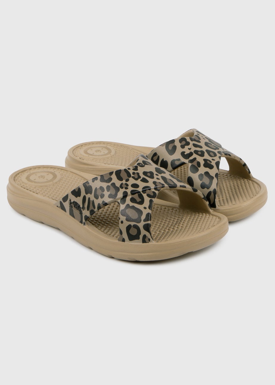Totes Solbounce Leopard Cross Slide