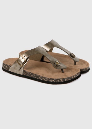 Totes Gunmetal PU Buckle Toe Post