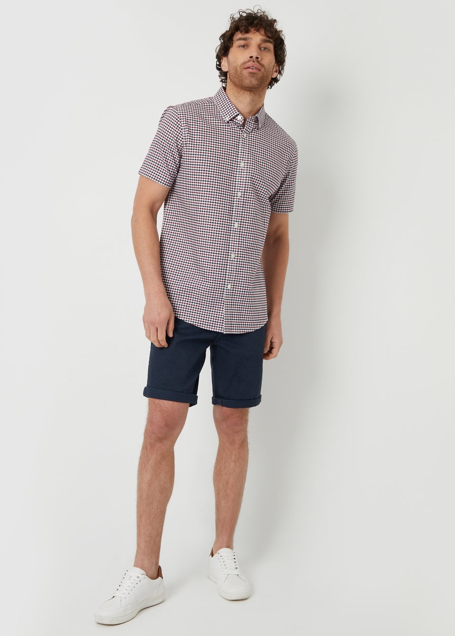 Threadbare Red Cotton Short Sleeve Check Shirt