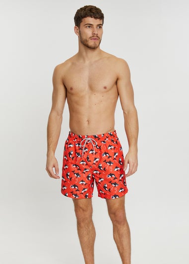 Threadbare Red Whale Print Swim Shorts