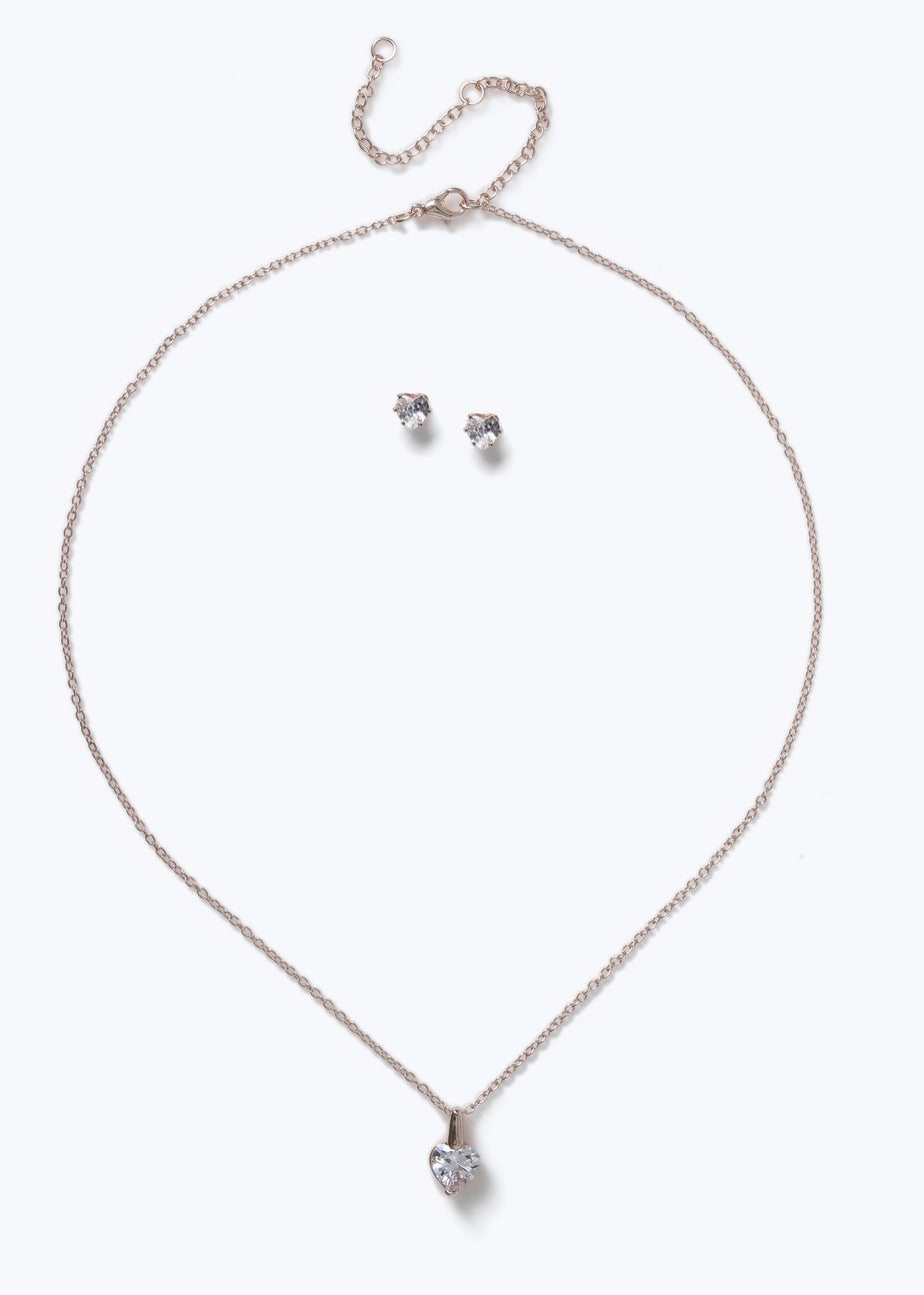 Muse Rose Gold Necklace and Earrings Set
