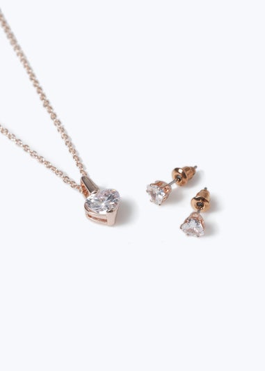 Muse Rose Gold Necklace and Earrings Set