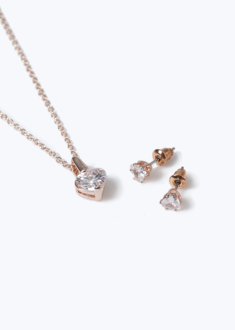 Muse Rose Gold Necklace and Earrings Set