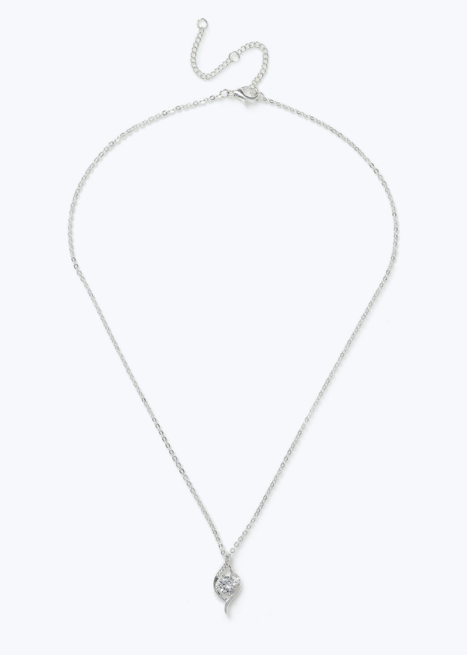 Muse Silver Cubic Zirconia Teardrop Necklace