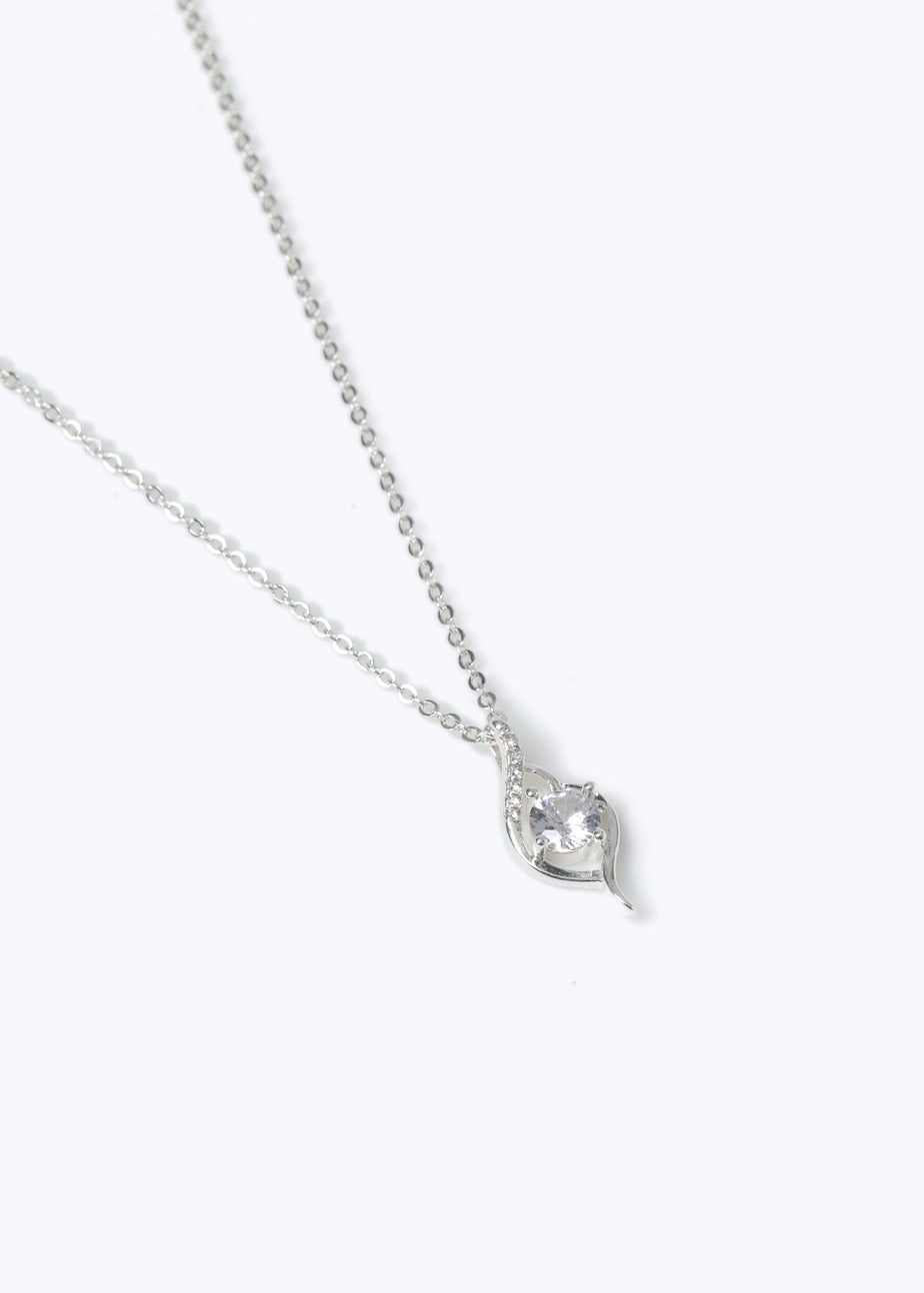 Muse Silver Cubic Zirconia Teardrop Necklace