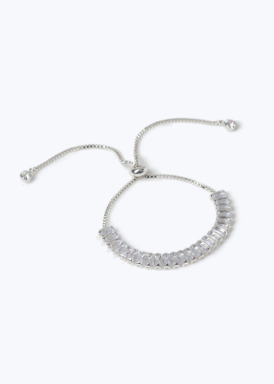 Muse Silver Baguette Cut Tie Bracelet